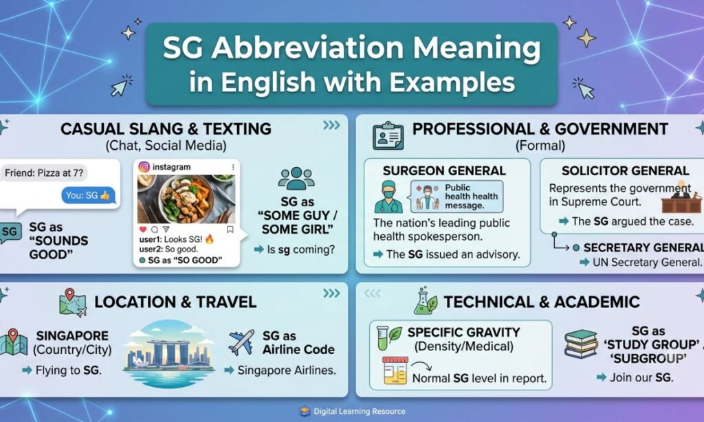 SG Abbreviation Meaning in English with Examples