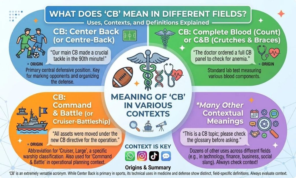 Usage Of CB in Football, Soccer, Medical & Navy